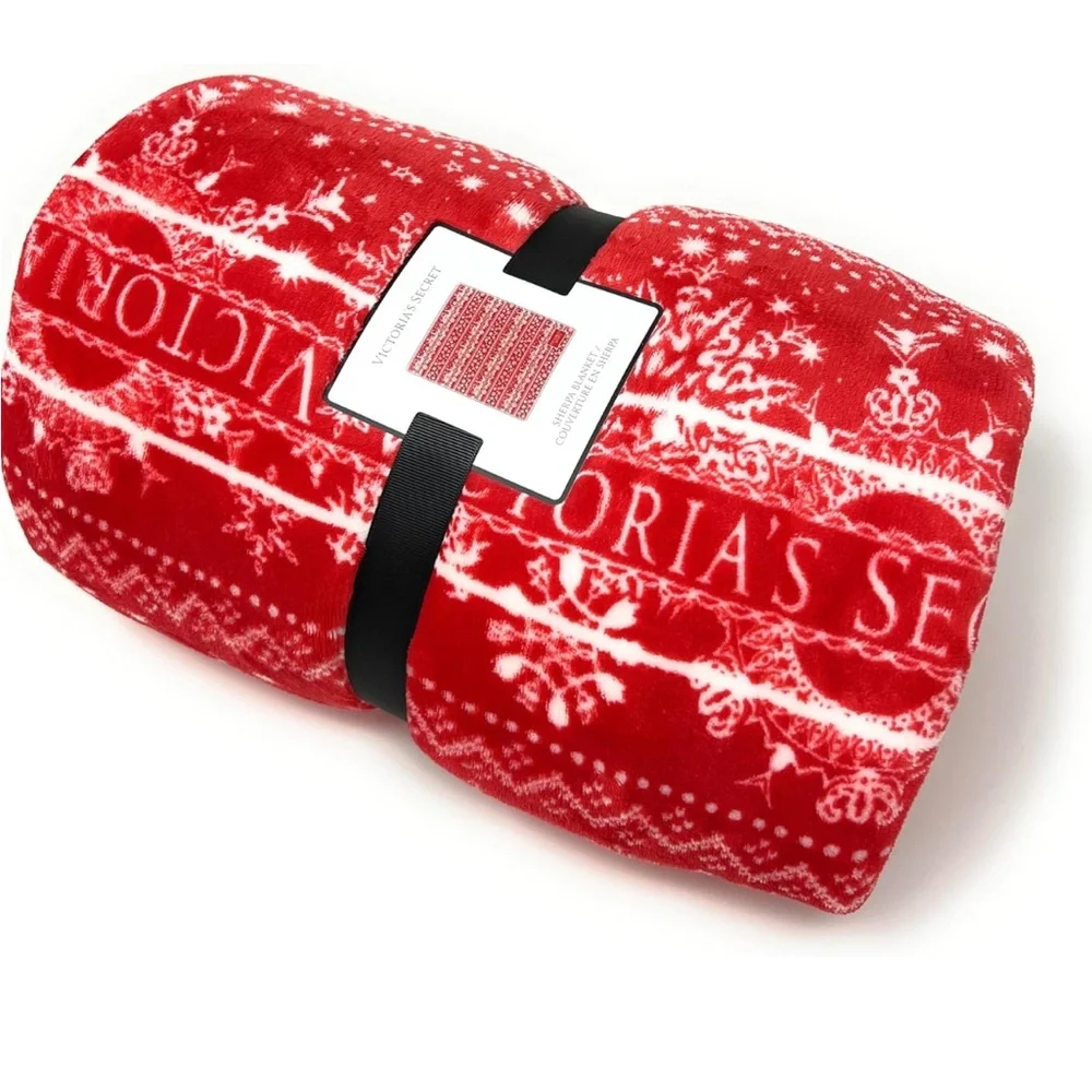 NWT Victoria's Secret Festive Red and White Throw